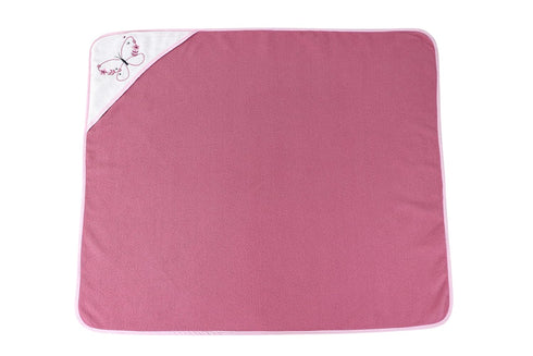 3 Pack (GS71727) Cudlie Buttons & Stitches Baby Girl Rolled/Carded Hooded Towels in Butterfly Polka Print
