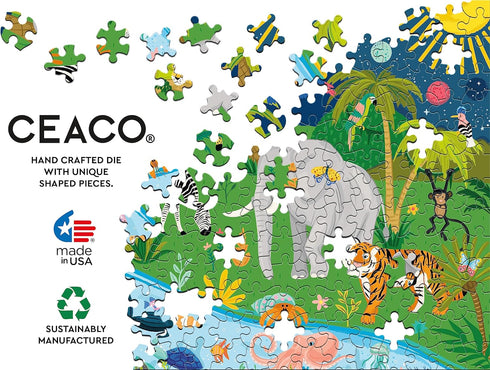 Ceaco Glow in The Dark Jungle, Sea & Sky, 100 Piece Jigsaw Puzzle