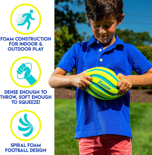 Franklin Sports Kids Foam Football, Mini Soft Youth Football for Indoor and Outdoor Play, 9" Mini Foam Ball