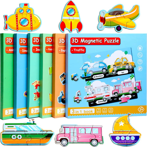 Magnetic Puzzles for Kids Ages 1-3, Travel Toddler Puzzles for Boys & Girls 2-4 Year Road Trip Gift