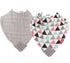 Nuby Reversible 100% Natural Cotton Muslin 3 Piece Teething Bib, Grey/Red/Blue, Arrows/Stripes/Elephants