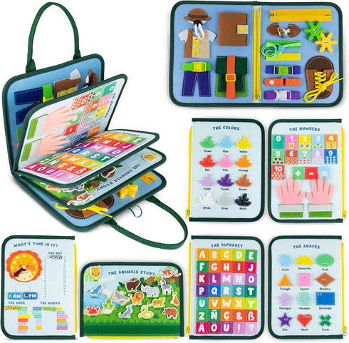 BONNYCO Toddler Busy Board Felt Montessori Toys, Sensory Board, Learning Toys for Kids, Birthday Gifts