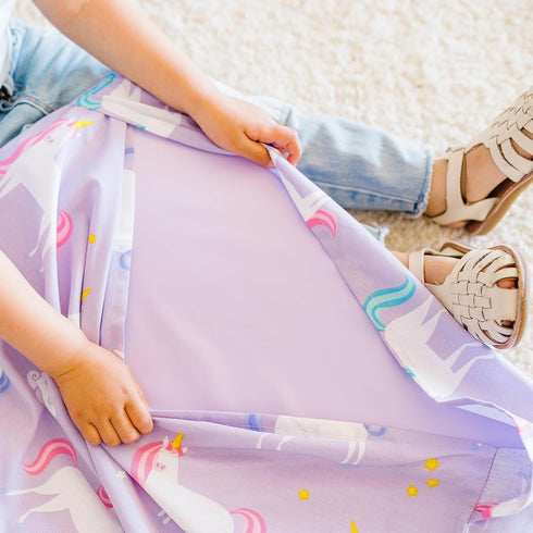 Wildkin Kids Cotton Nap Mat Cover - Unicorn, Soft Sewn-in Flap, Durable, Fits 1.5" Vinyl Sleep Mats