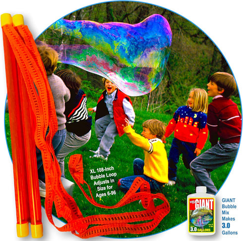 BUBBLE THING Giant Bubble Wands - Includes Giant Bubble Mix Powder, Makes 3 Gallons of Giant Bubble Solution