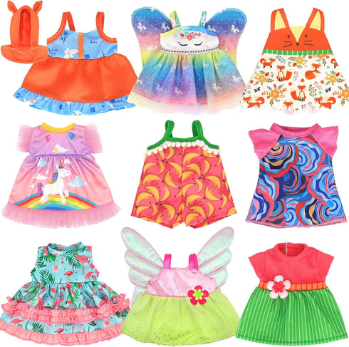 ECORELF 9 Sets Alive Baby Doll Clothes, Doll Clothes for 10-12 Inch