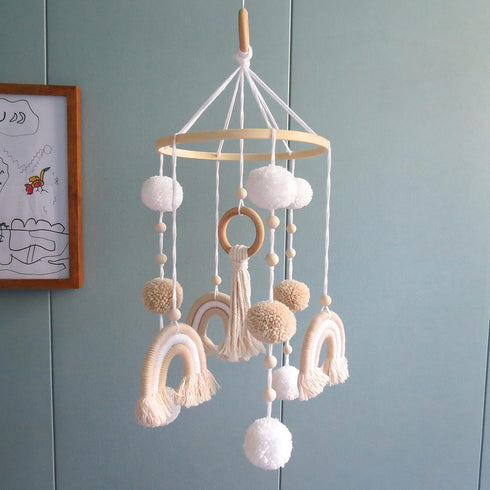 Bohemian Rainbow Baby Mobile for Crib - Neutral Nursery Decor