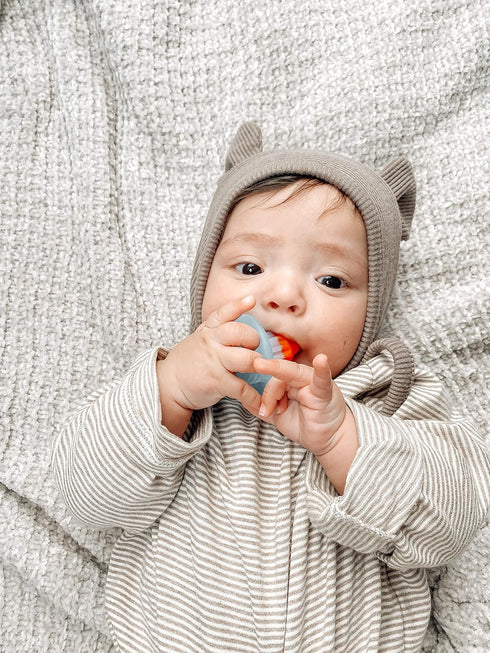3 Itzy Ritzy Silicone Teensy Teether Flexible, Soft & Hollow Baby Teething Toy with Easy-to-Hold Handle Designed