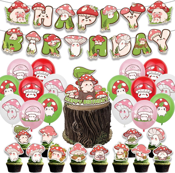 Hofgleaq Mushroom Birthday Party Decorations, Birthday Party Supplies for Mushroom, Includes 1 Banner,