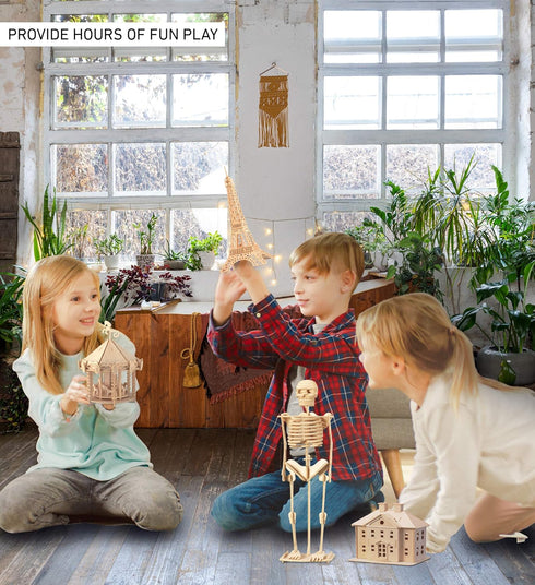 Puzzled 3D Puzzle Human Skeleton Wood Craft Model Kit, Fun DIY Wooden Toy for Decoration