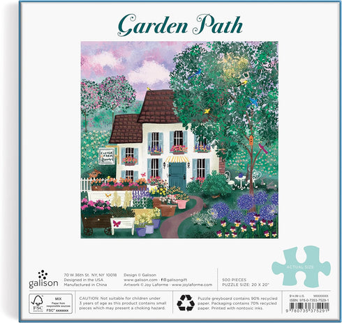 500 Piece Puzzle - Galison Garden Path with Bright Artwork of Country Cottage and Plant Path