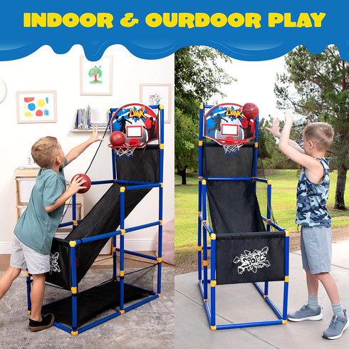 JOYIN Arcade Basketball Game Set, Indoor/Outdoor Sport Play with 4 Balls and Hoop for Kids 3 to 12 Years Old