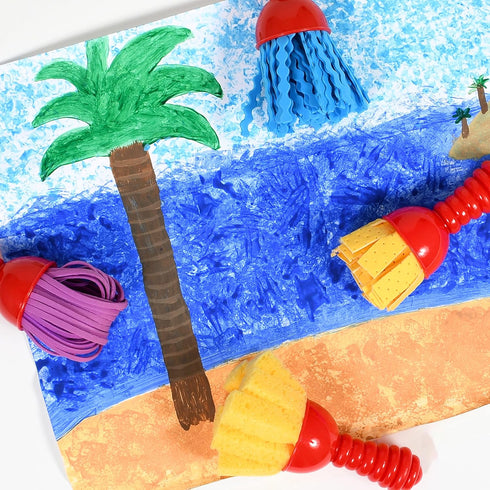 READY 2 LEARN Textured Art Tools - Set of 4 Jumbo Paint Brushes for Kids - Set 2, Multicolor