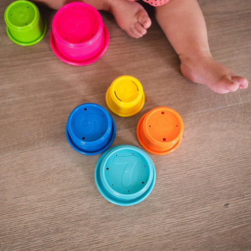 Count Set 8 Count The First Years Stack & Stacking Cups - Colorful Baby Stacking Water Toys - Stackable Cups