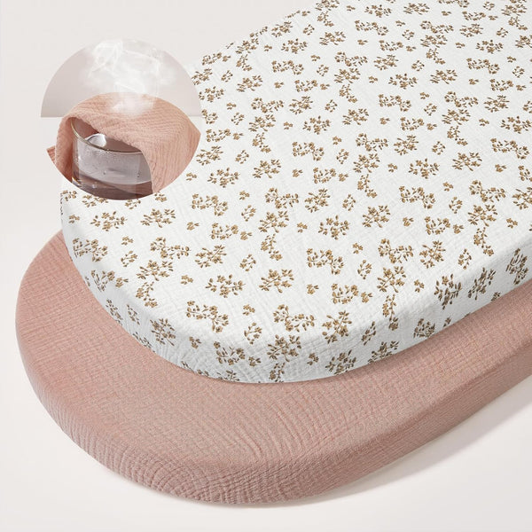 Basumee Muslin Bassinet Sheets for Baby Girl Boy 2 Pack Soft Breathable
