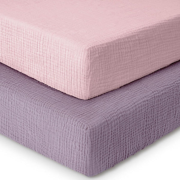 Dreamology Muslin Crib Sheet, for Baby Girls,Boys,2 Pack, Soft, Standard Crib Sheet,100%