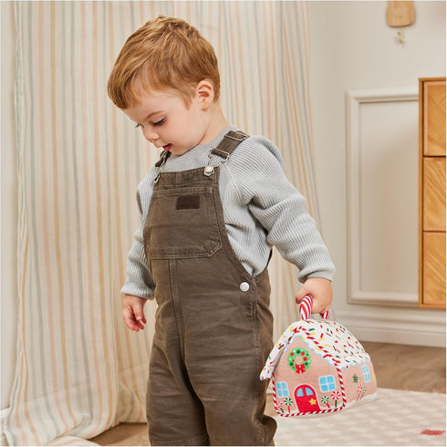 GUND My First Gingerbread House 5-Piece Playset, Soft Collection Sensory Toy for Babies with Rattle and Squeaker, 7.5”