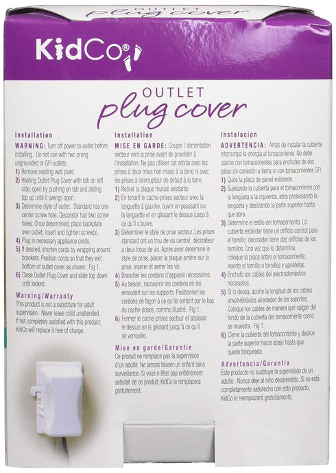 KidCo Outlet Plug Cover S211 - White - Large Childproof Electrical Outlet Cover for Babyproofing - Easy to Install