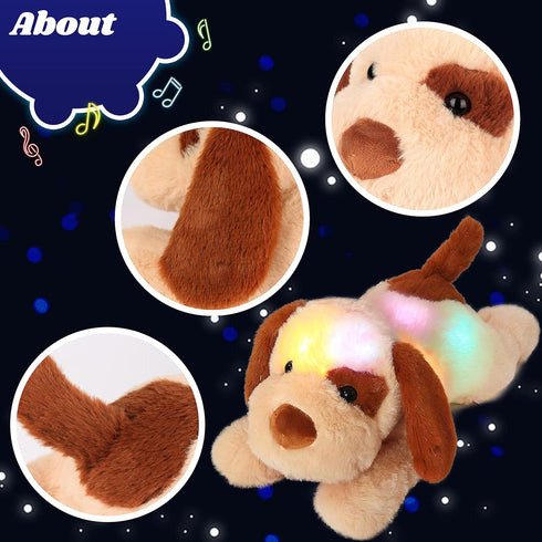 Girls,14" Cuteoy Glowing LED Dog Light-up Nightlight Toys Musical Plush Stuffed Animal Soft Singing Lullabies Birthday