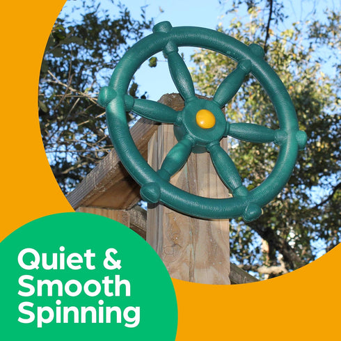 Jungle Gym Kingdom Pirate Ship Wheel for Kids Outdoor Playhouse, Treehouse, or Swingset - Green