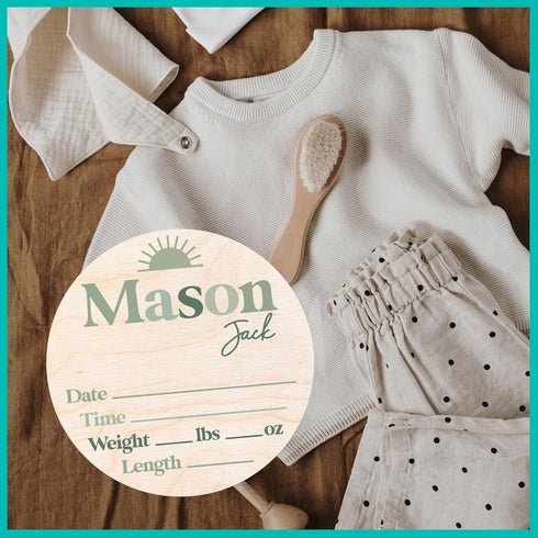 Birth Announcement Photo Prop - Baby Stat Plaque - Wooden Baby Birth Announcement Sign - Newborn Name Sign for Hospital