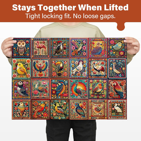 1000 BenBen Puzzles for Adults Pieces, Bird Crochet, Jigsaw Puzzles with Letters or Patterns on Back, Challenging