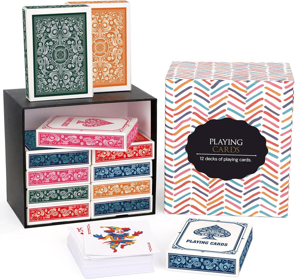 Playing Cards 12 Pack, Standard Poker Cards Set with 6 Unique Colors for Family Card Games