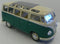 KINGSMART 1962 Volkswagen Classic Hippy Bus, 7" 1:24 Scale Green Die Cast Metal Model Toy