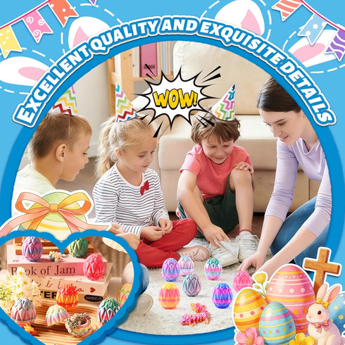 12pcs 3D Printed Prefilled Easter Eggs with Dragons Inside, Magic Toy for Party Favors, Basket Stuffers for Boys