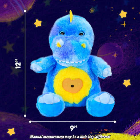 Christmas,11'' Cuteoy Plush Blue Dinosaur Star Projector Musical Adjustable Singing Night Light Stuffed Animals Glowing