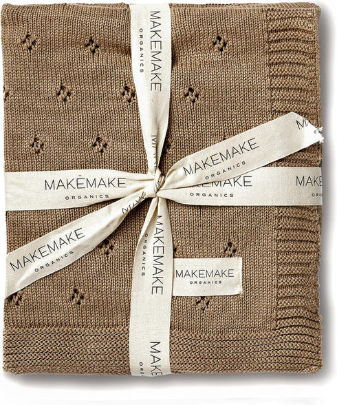 MakeMake Organics Organic Cotton Baby Blanket - GOTS Certified, Breathable Pointelle Knit,