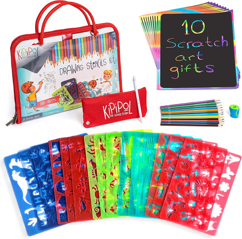 Kipipol 63 Pcs Drawing Stencils for Kids Ages 4-8 - 8-12 and