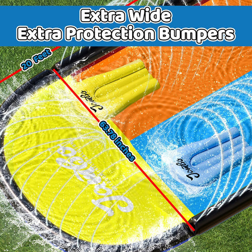 JAMBO XL Premium 20Ft Slip Splash and Slide with 2 Bodyboards, Heavy Duty Water Slide for Kids Outdoor Fun