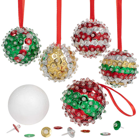 READY 2 LEARN Create Your Own Sequin Ornaments, Set of 6 Christmas Crafts for Kids, All Materials Included
