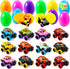 JOYIN 12 Pcs Pullback Monster Cars Filled Easter Eggs for Basket Stuffers/Fillers,