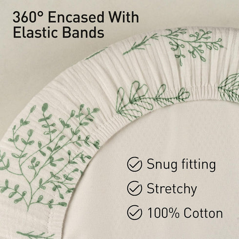 2 Pack, Set, 360 Muslin Bassinet Fitted Sheets Soft Breathable Cotton Baby Bassinet Mattress Sheet Elastic Snug Fit