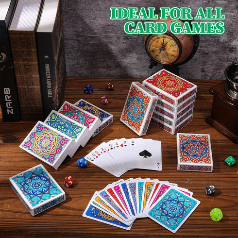 24 Pack Rummy, (6 Zubebe Decks of Nertz Card Game Bulk Standard Playing Cards Mandalas Theme Playing Card Multiplayer