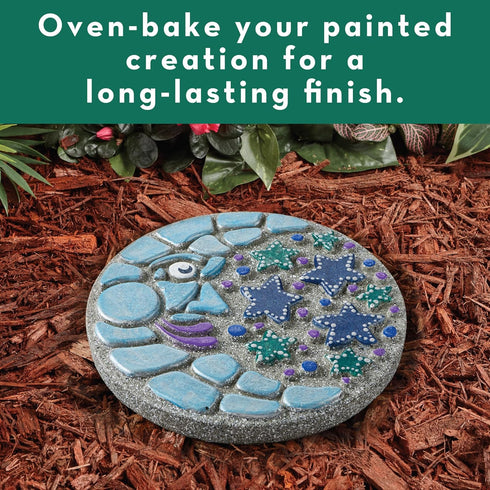MindWare Paint Your Own Stepping Stone Kit - Mosaic Moon and Stars - Kits Include Paint and Brushes