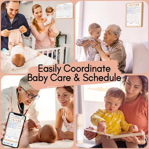 Mewl Baby Daily Log Whiteboard - Reusable Tracker for Feeding, Diapers & Sleep - Newborn Journal & Schedule Chart