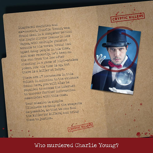 Unsolved Murder Mystery Game - Cold Case Files Investigation, CRYPTIC KILLERS Detective Evidence