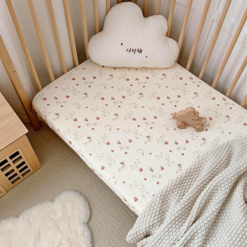 100% 52"x28" 2 Pack BuLuTu Cotton Muslin Crib Sheets for Girls Boys, Soft Breathable Baby Sheets for Standard Crib
