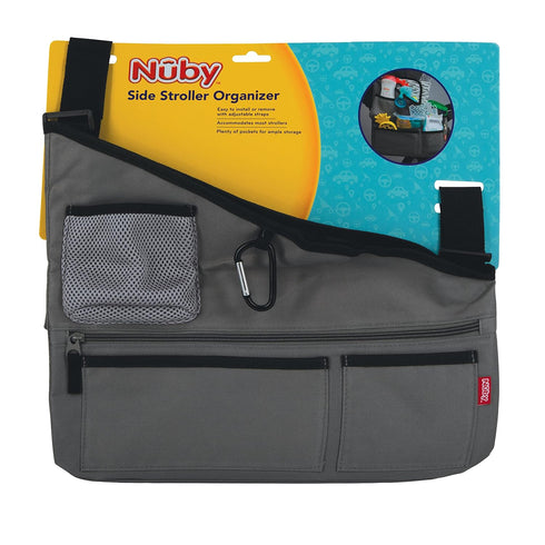 Nuby Fabric Side Stroller Organizer, Keeps Essentials Organized (Gray)