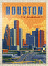 MyPuzzle Houston, Texas Vintage Poster, Skyline - Premium 500 Piece Jigsaw Puzzle for Adults