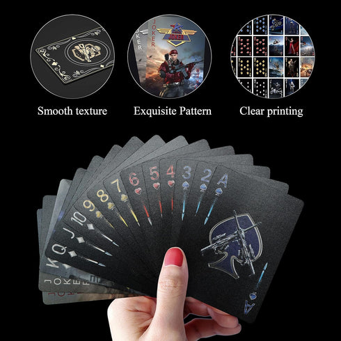 WJPC Warrior Gold Waterproof Playing Cards with Gift Box, Deck of Poker Cards for Indoor Outdoor Party Game