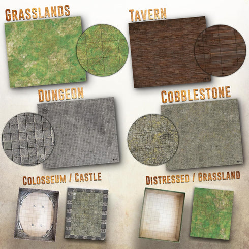 Set 22 26" Melee Mats DND Map Starter - x Double Sided, Wet & Dry Erase Battle Terrain Grid for Dungeons and Dragons