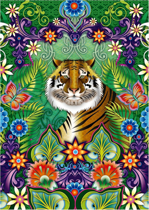 Educa - Catalina Estrada Bengal Tiger 500 Piece Jigsaw Puzzle, Glue Included, Completed Image 18.9" x 13.4"