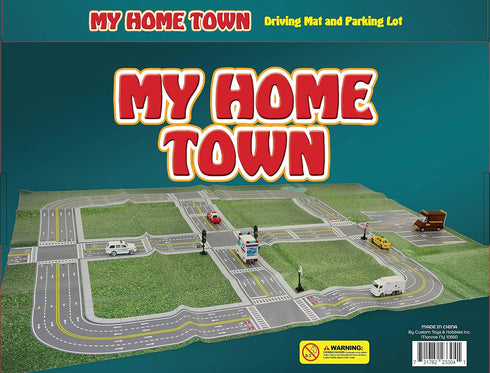 Drive N Learn Car Play Mat “My Home Town” City Town and Parking Lot for Kids, 57 x 42 Inch Vinyl Plastic
