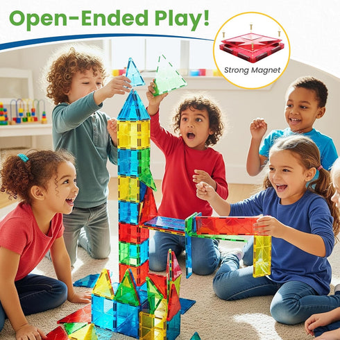 STEM Engine 100 Set Pc Magnetic Tiles Building Blocks for Kids Educational Magnet Toys for Preschool Learning, Creative