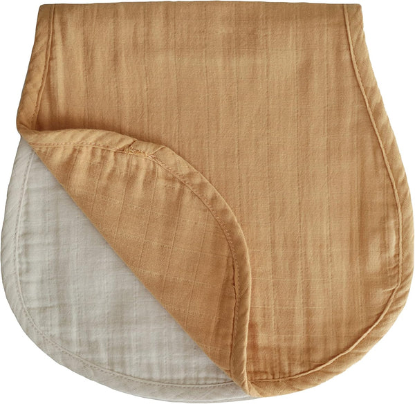 mushie Muslin Baby Burp Cloths, 100% Organic Cotton, Set of 2 (Fall Yellow/Fog)