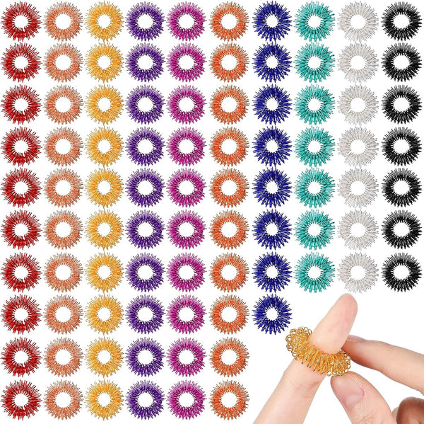 200 Pcs Acupressure Rings Fidget Spiky Sensory Finger Massager Ring Stress Relief