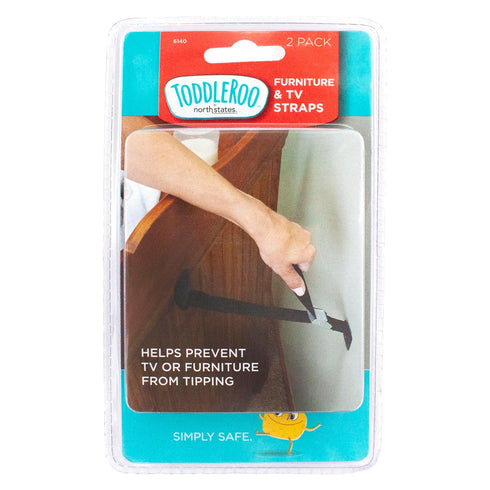 2 Pack Toddleroo by North States - Furniture & TV Straps for Baby Proofing: Child Proof Anti Tip Straps for Furniture